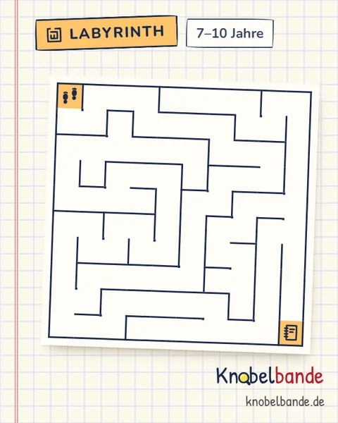 Labyrinth 10×10 Nr. 1: Das Notizbuch im Park für Kinder ab 7, mittel, zum Ausdrucken