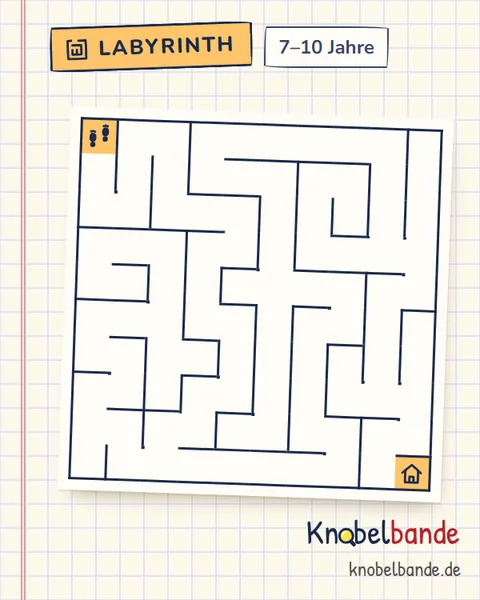 Labyrinth 10×10 Nr. 11: Das Zeltlager für Kinder ab 7, mittel, zum Ausdrucken