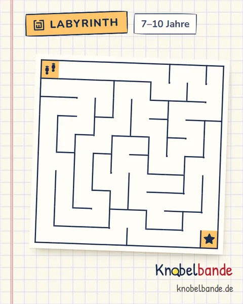 Labyrinth 10×10 Nr. 14: Die Sternwarte für Kinder ab 7, mittel, zum Ausdrucken