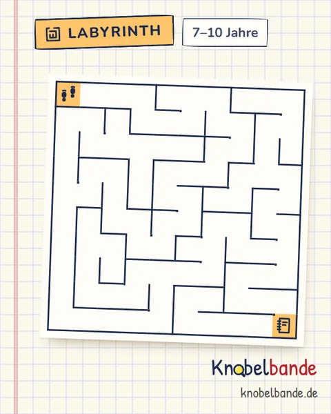 Labyrinth 10×10 Nr. 3: Das Geheimversteck für Kinder ab 7, mittel, zum Ausdrucken
