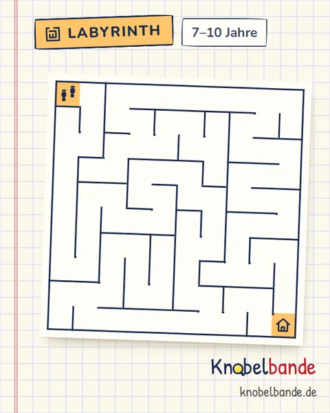 Labyrinth 10×10 Nr. 5: Heimweg durch die Altstadt für Kinder ab 7, mittel, zum Ausdrucken