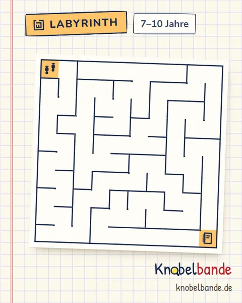 Labyrinth 10×10 Nr. 9: Der Brief vom Opa für Kinder ab 7, mittel, zum Ausdrucken