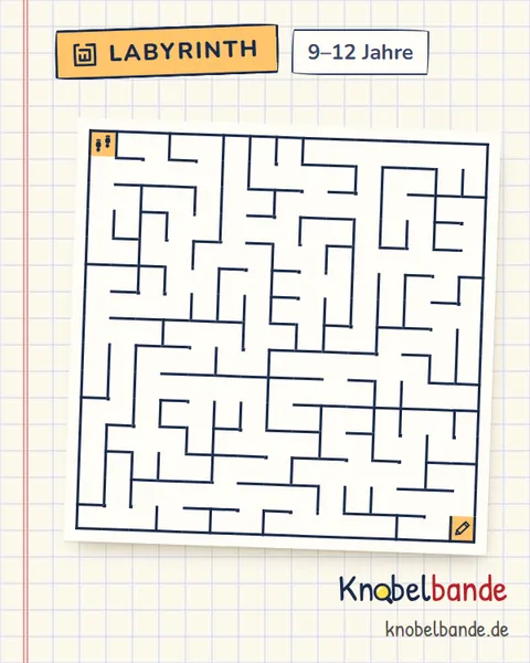 Labyrinth 15×15 Nr. 13: Der verschwundene Zeichenstift für Kinder ab 9, schwer, zum Ausdrucken
