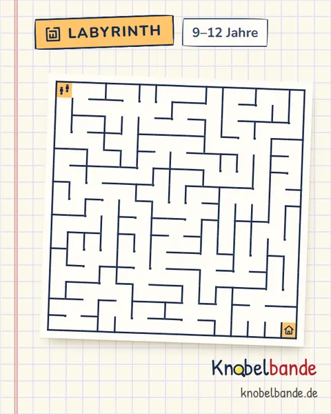 Labyrinth 15×15 Nr. 6: Der lange Heimweg für Kinder ab 9, schwer, zum Ausdrucken