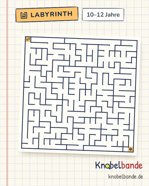 Labyrinth 20×20 Nr. 2: Die Spur im Schnee für Kinder ab 10, schwer, zum Ausdrucken