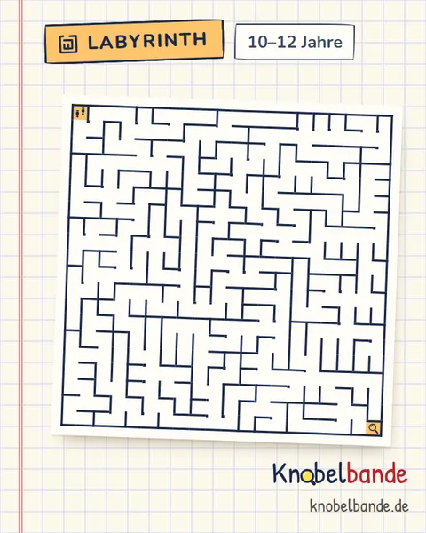 Labyrinth 20×20 Nr. 8: Die verlorene Lupe für Kinder ab 10, schwer, zum Ausdrucken