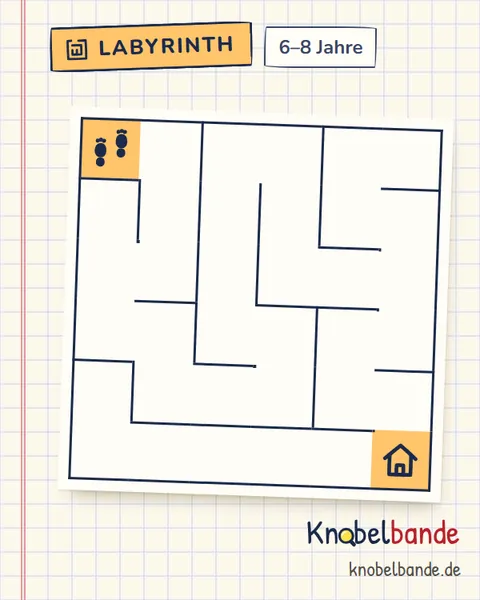 Labyrinth 6×6 Nr. 11: Zurück zum Baumhaus für Kinder ab 6, leicht, zum Ausdrucken