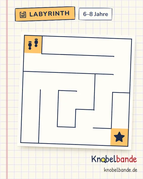 Labyrinth 6×6 Nr. 12: Der Stern für Oma für Kinder ab 6, leicht, zum Ausdrucken
