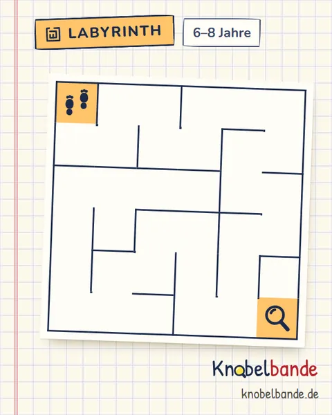Labyrinth 6×6 Nr. 14: Der Käfer am Zaun für Kinder ab 6, leicht, zum Ausdrucken