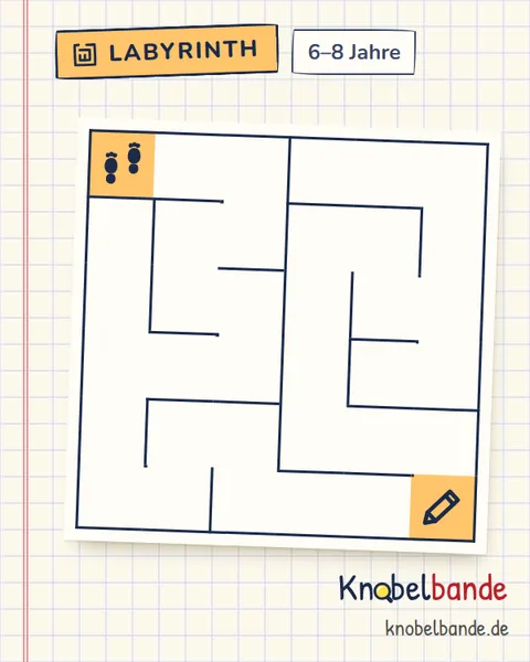 Labyrinth 6×6 Nr. 15: Der Malstift für Kinder ab 6, leicht, zum Ausdrucken