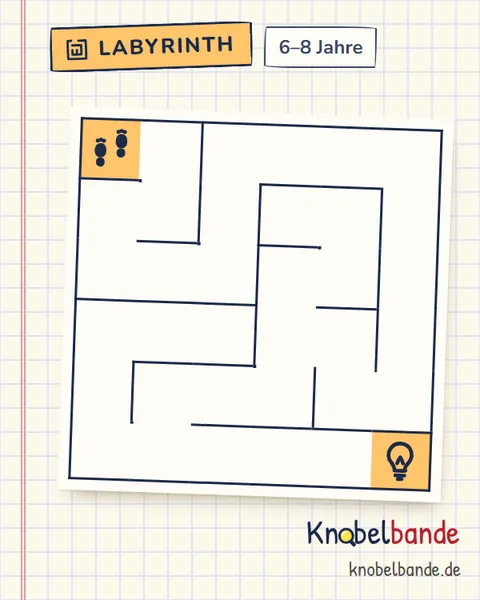 Labyrinth 6×6 Nr. 16: Licht an! für Kinder ab 6, leicht, zum Ausdrucken