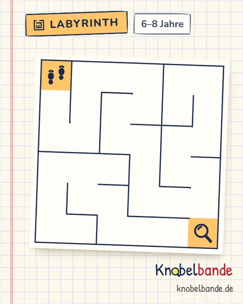 Labyrinth 6×6 Nr. 2: Der verlorene Schlüssel für Kinder ab 6, leicht, zum Ausdrucken