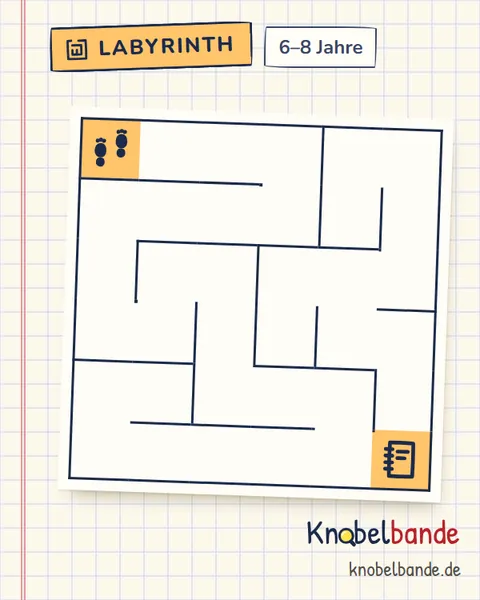 Labyrinth 6×6 Nr. 5: Das Notizbuch im Sandkasten für Kinder ab 6, leicht, zum Ausdrucken