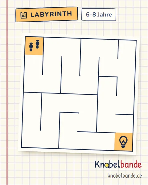 Labyrinth 6×6 Nr. 8: Eine gute Idee für Kinder ab 6, leicht, zum Ausdrucken