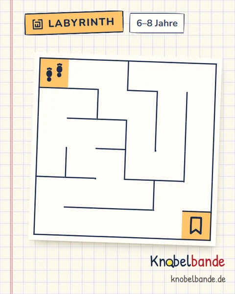 Labyrinth 6×6 Nr. 9: Das Lesezeichen für Kinder ab 6, leicht, zum Ausdrucken