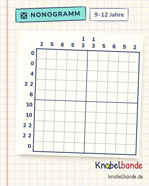 Nonogramm „Pixelbild 10×10 Nr. 3“ für Kinder ab 9, schwer, zum Ausdrucken
