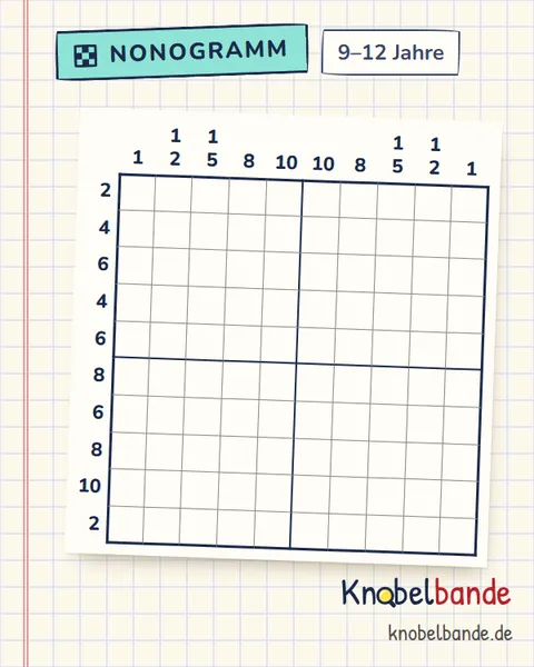 Nonogramm „Pixelbild 10×10 Nr. 5“ für Kinder ab 9, schwer, zum Ausdrucken