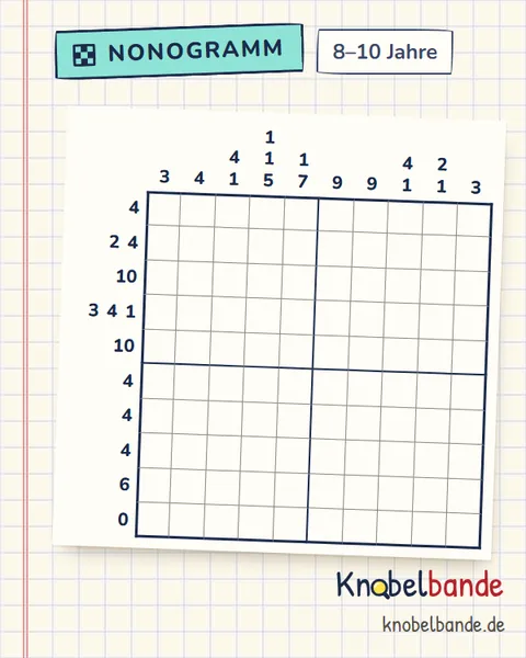 Nonogramm „Pixelbild 10×10 Nr. 6“ für Kinder ab 8, mittel, zum Ausdrucken
