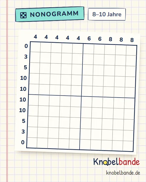 Nonogramm „Pixelbild 10×10 Nr. 9“ für Kinder ab 8, mittel, zum Ausdrucken