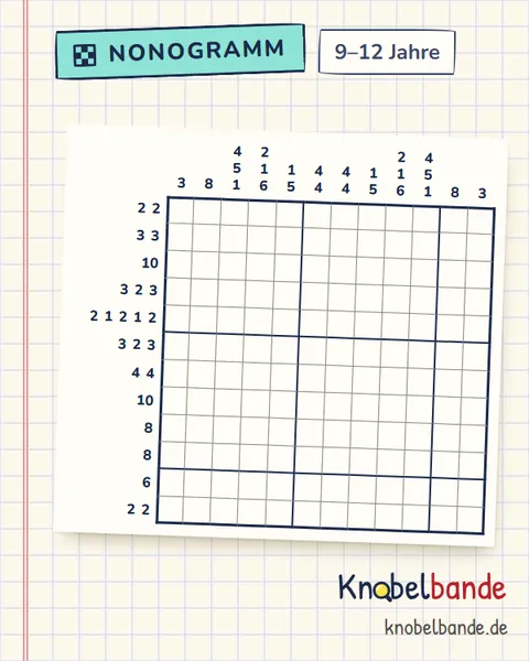 Nonogramm „Pixelbild 12×12 Nr. 4“ für Kinder ab 9, schwer, zum Ausdrucken