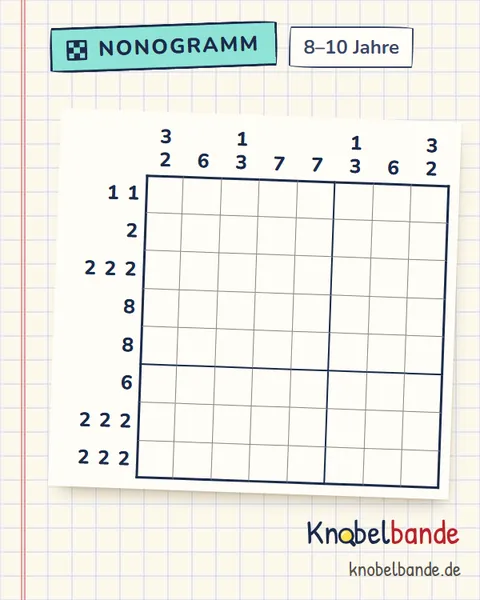 Nonogramm „Pixelbild 8×8 Nr. 1“ für Kinder ab 8, mittel, zum Ausdrucken