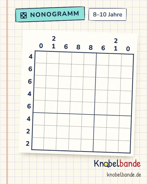 Nonogramm „Pixelbild 8×8 Nr. 3“ für Kinder ab 8, mittel, zum Ausdrucken