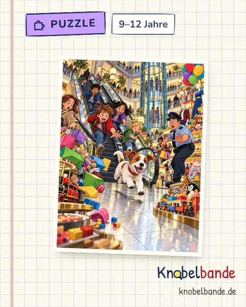 Puzzle „Ausreißer im Kaufhaus“ für Kinder ab 9, mittel, zum Ausdrucken