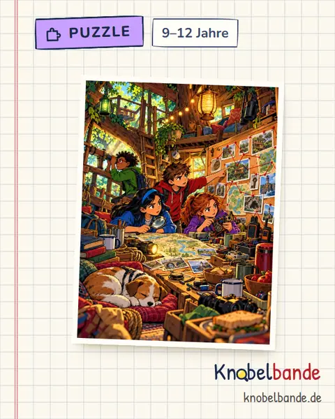 Puzzle „Das geheime Hauptquartier“ für Kinder ab 9, schwer, zum Ausdrucken