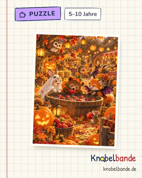 Puzzle „Das Kürbisfest“ für Kinder ab 5, leicht, zum Ausdrucken