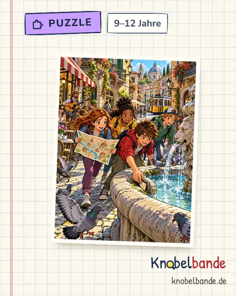 Puzzle „Die Stadtrallye“ für Kinder ab 9, mittel, zum Ausdrucken