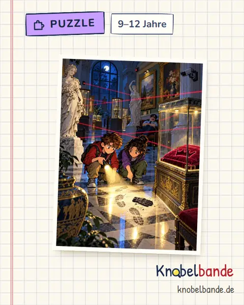 Puzzle „Einbruch im Museum“ für Kinder ab 9, schwer, zum Ausdrucken