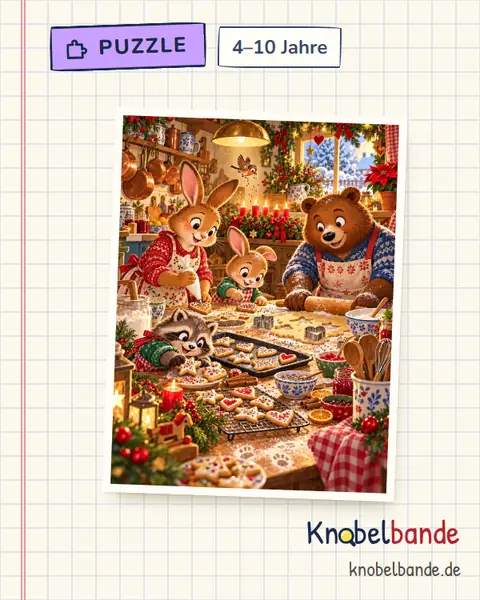 Puzzle „Plätzchen backen“ für Kinder ab 4, leicht, zum Ausdrucken
