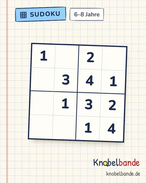 Sudoku 4×4 Nr. 4 für Kinder ab 6, leicht, zum Ausdrucken