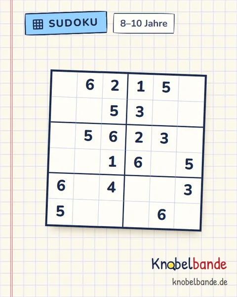 Sudoku 6×6 Nr. 12 für Kinder ab 8, leicht, zum Ausdrucken