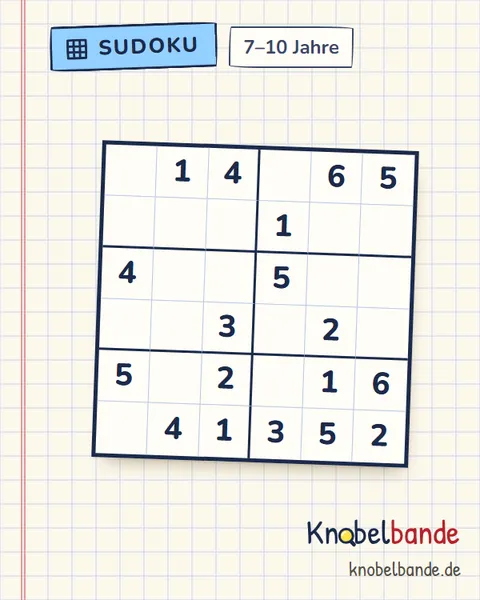 Sudoku 6×6 Nr. 2 für Kinder ab 7, leicht, zum Ausdrucken