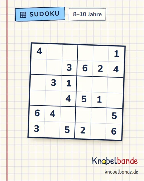Sudoku 6×6 Nr. 4 für Kinder ab 8, leicht, zum Ausdrucken