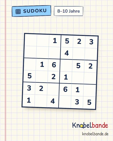 Sudoku 6×6 Nr. 6 für Kinder ab 8, leicht, zum Ausdrucken