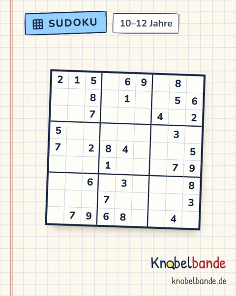 Sudoku 9×9 Nr. 10 für Kinder ab 10, leicht, zum Ausdrucken