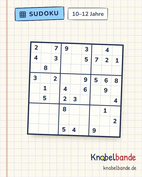 Sudoku 9×9 Nr. 11 für Kinder ab 10, leicht, zum Ausdrucken