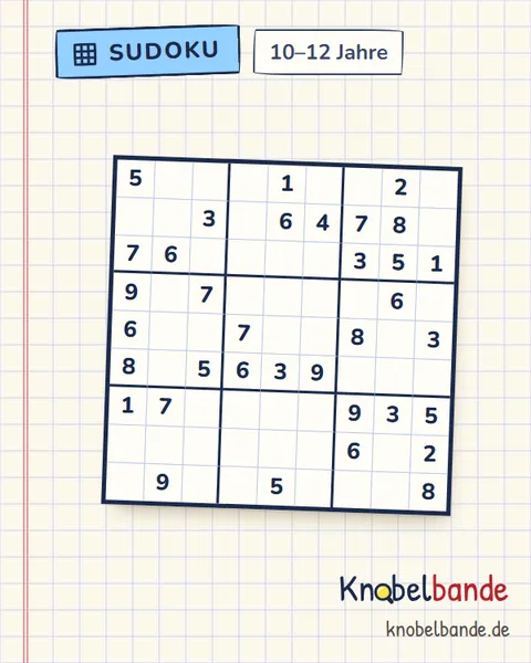 Sudoku 9×9 Nr. 12 für Kinder ab 10, leicht, zum Ausdrucken