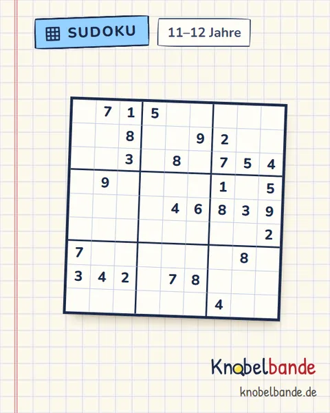 Sudoku 9×9 Nr. 13 für Kinder ab 11, mittel, zum Ausdrucken