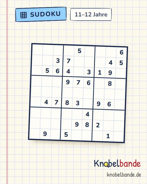 Sudoku 9×9 Nr. 14 für Kinder ab 11, mittel, zum Ausdrucken