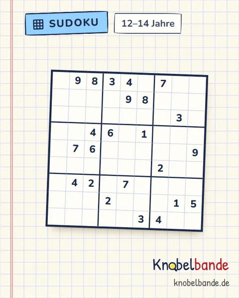 Sudoku 9×9 Nr. 19 für Kinder ab 12, schwer, zum Ausdrucken
