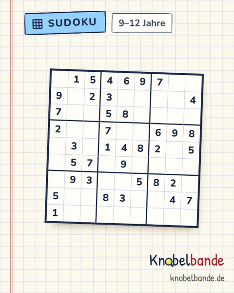 Sudoku 9×9 Nr. 2 für Kinder ab 9, leicht, zum Ausdrucken