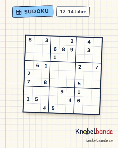 Sudoku 9×9 Nr. 21 für Kinder ab 12, schwer, zum Ausdrucken