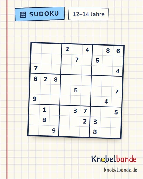 Sudoku 9×9 Nr. 22 für Kinder ab 12, schwer, zum Ausdrucken