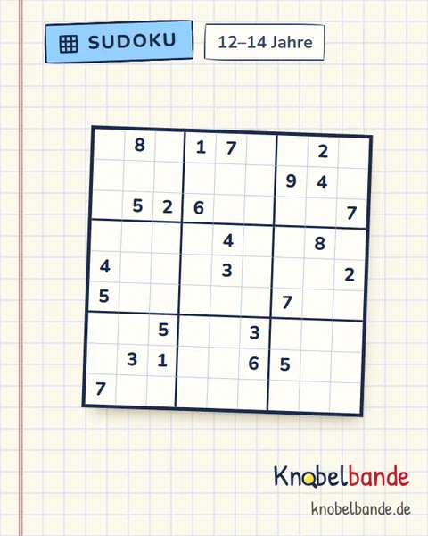 Sudoku 9×9 Nr. 24 für Kinder ab 12, schwer, zum Ausdrucken