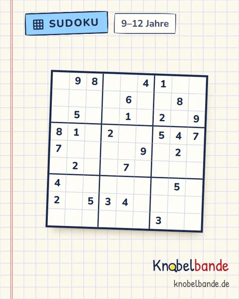 Sudoku 9×9 Nr. 3 für Kinder ab 9, schwer, zum Ausdrucken
