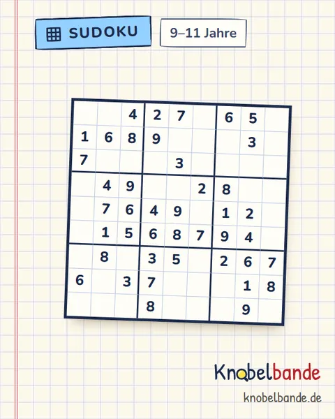 Sudoku 9×9 Nr. 4 für Kinder ab 9, leicht, zum Ausdrucken
