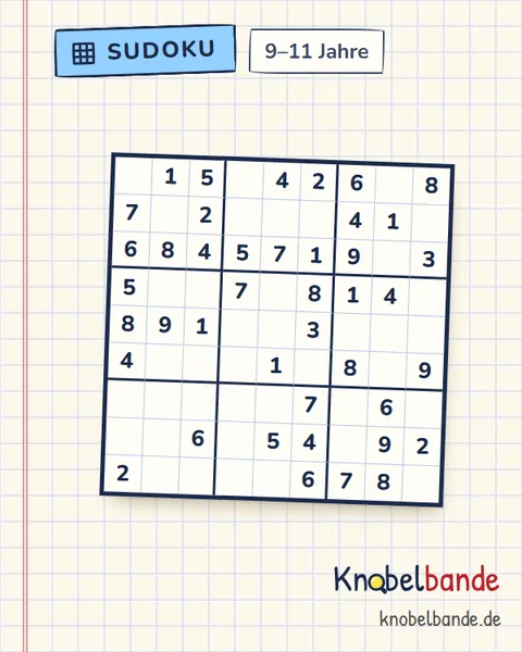 Sudoku 9×9 Nr. 6 für Kinder ab 9, leicht, zum Ausdrucken